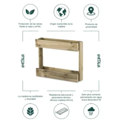 Jardinera Vertical Stand Line Wall 2B Madera Tratada Exterior Hortalia