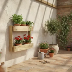 Jardinera Vertical Stand Line Wall 2B Madera Tratada Exterior Hortalia