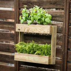 Jardinera Vertical Stand Line Wall 2B Madera Tratada Exterior Hortalia
