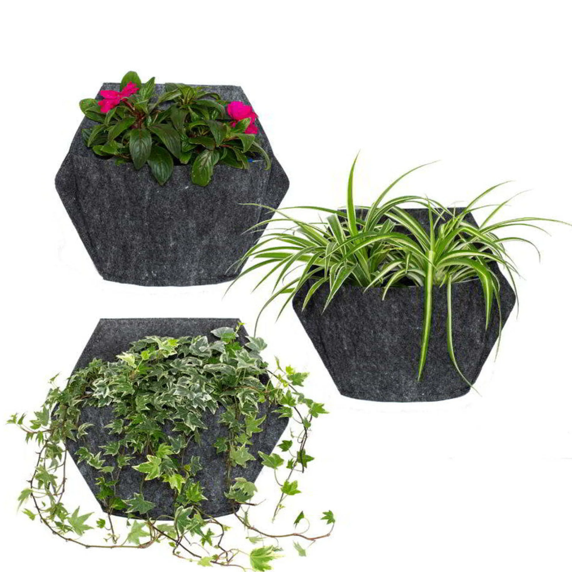 Jardín Vertical Modular Citysens Con Riego Manual De 3 Maceteros – Blanco Con Funda Téxtil Reciclada