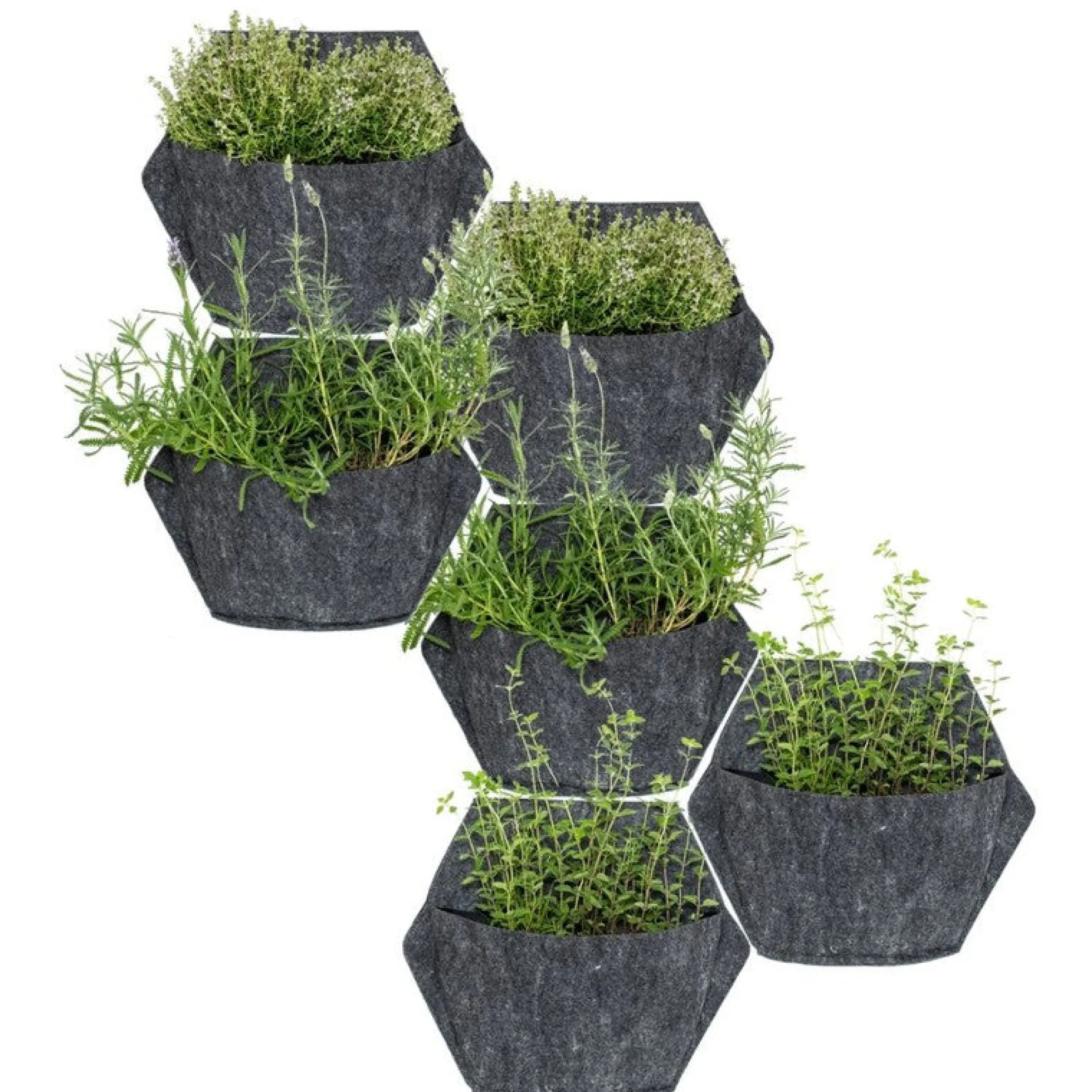 Jardín Vertical Modular Citysens Con Riego Automático De 6 Maceteros – Blanco Con Funda Textil Blanca