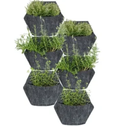 Jardín Vertical Modular Citysens Con Riego Automático De 6 Maceteros – Blanco Con Funda Textil Blanca