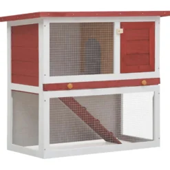 Jaula Conejera Con 1 Puerta Madera Rojo