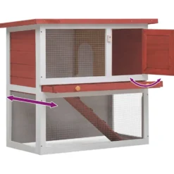 Jaula Conejera Con 1 Puerta Madera Rojo