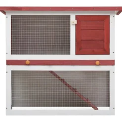 Jaula Conejera Con 1 Puerta Madera Rojo