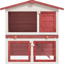 Jaula Conejera Con 3 Puertas Madera Rojo