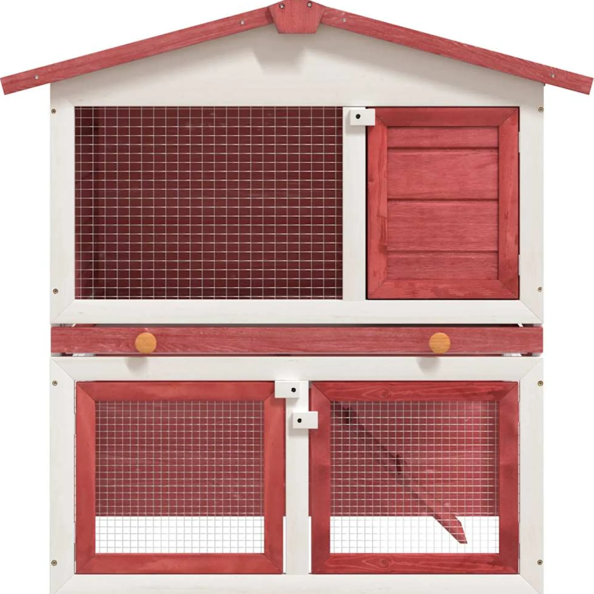 Jaula Conejera Con 3 Puertas Madera Rojo