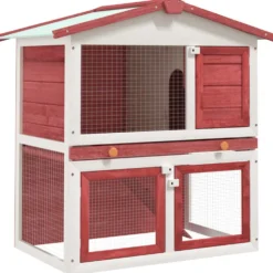 Jaula Conejera Con 3 Puertas Madera Rojo