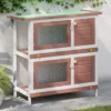 Jaula Conejera Con 4 Puertas Madera Rojo