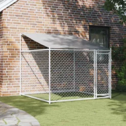 Jaula De Perros Techo Y Puerta Acero Galvanizado Gris 2x2x2 M