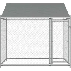 Jaula De Perros Techo Y Puerta Acero Galvanizado Gris 2x2x2 M