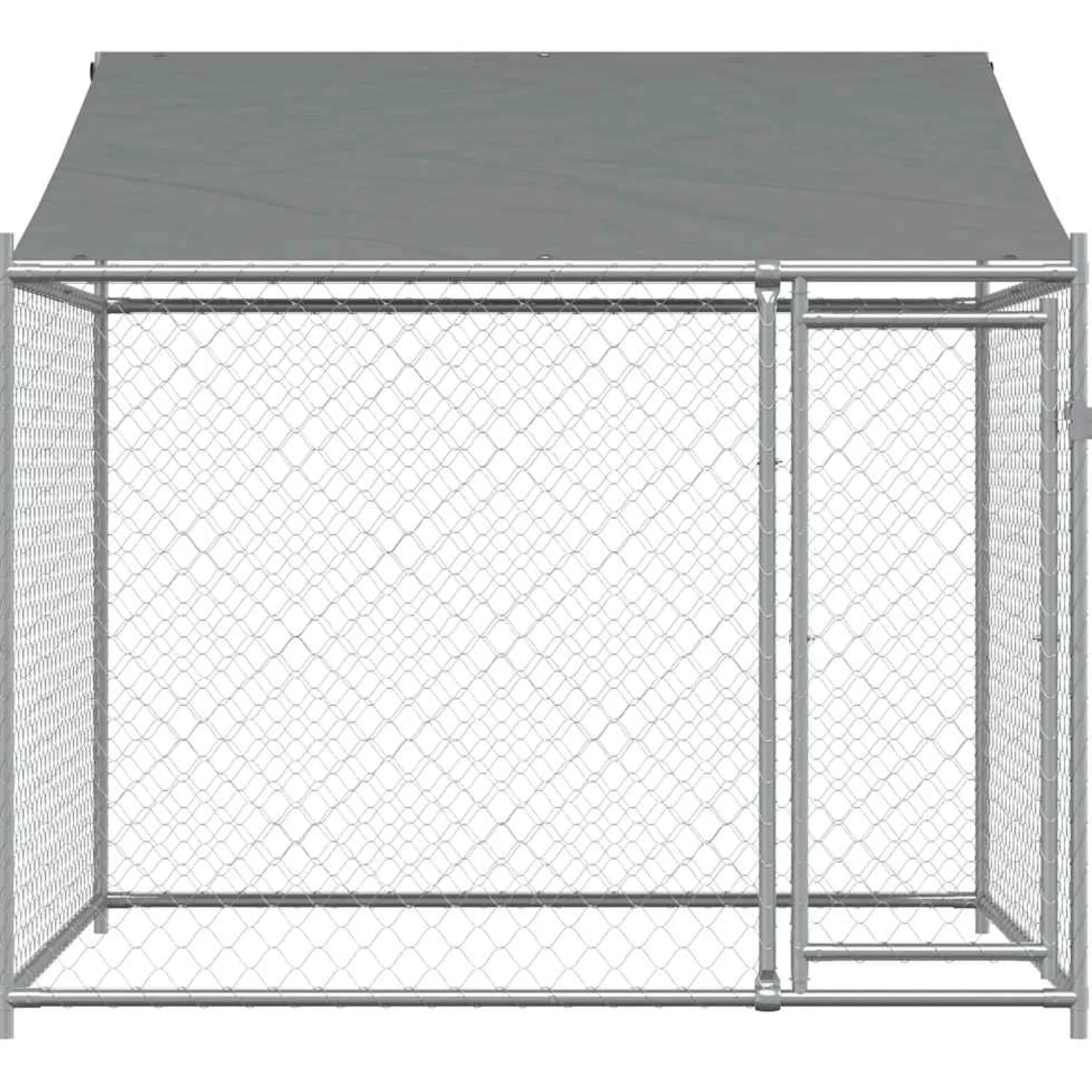Jaula De Perros Techo Y Puerta Acero Galvanizado Gris 2x2x2 M