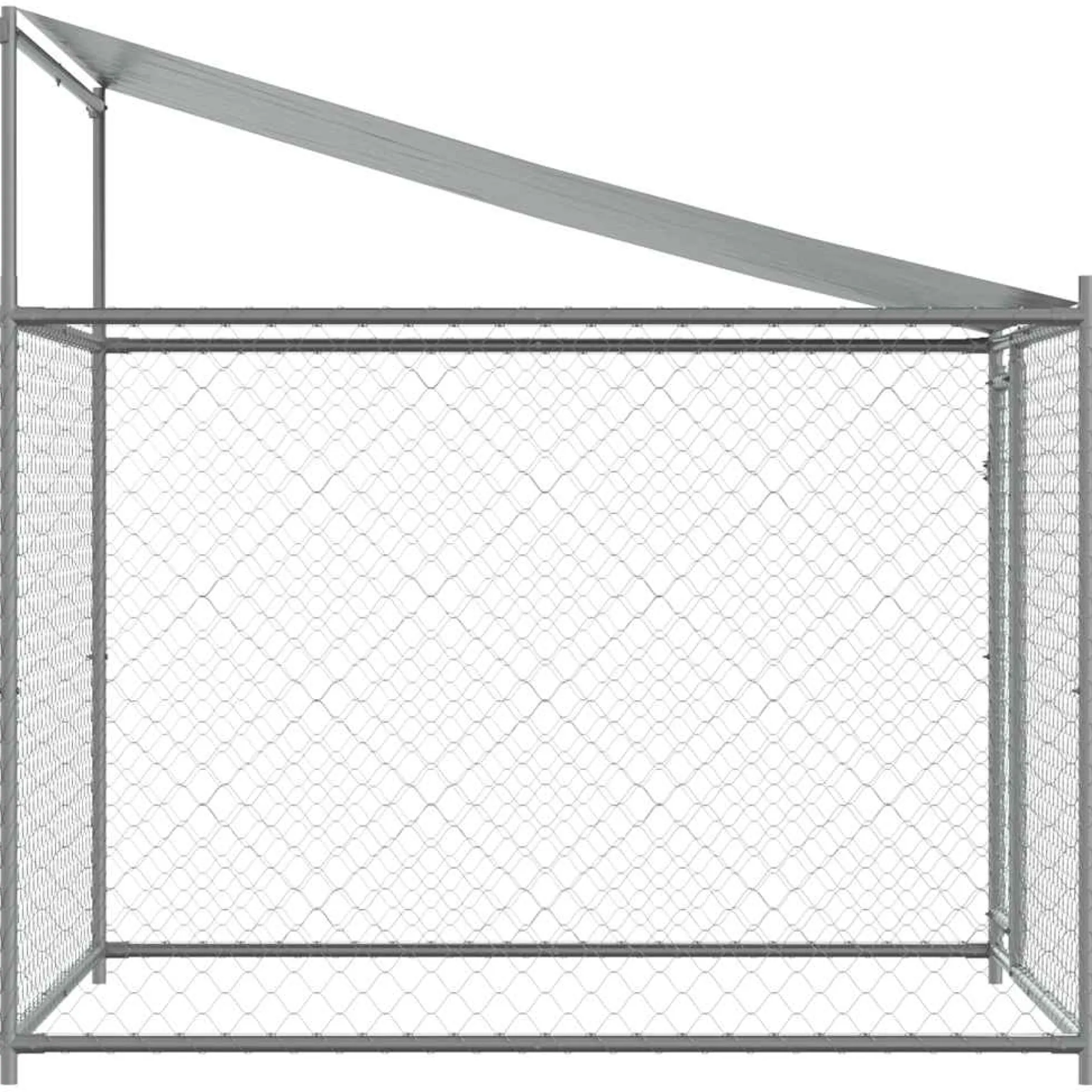 Jaula De Perros Techo Y Puerta Acero Galvanizado Gris 2x2x2 M