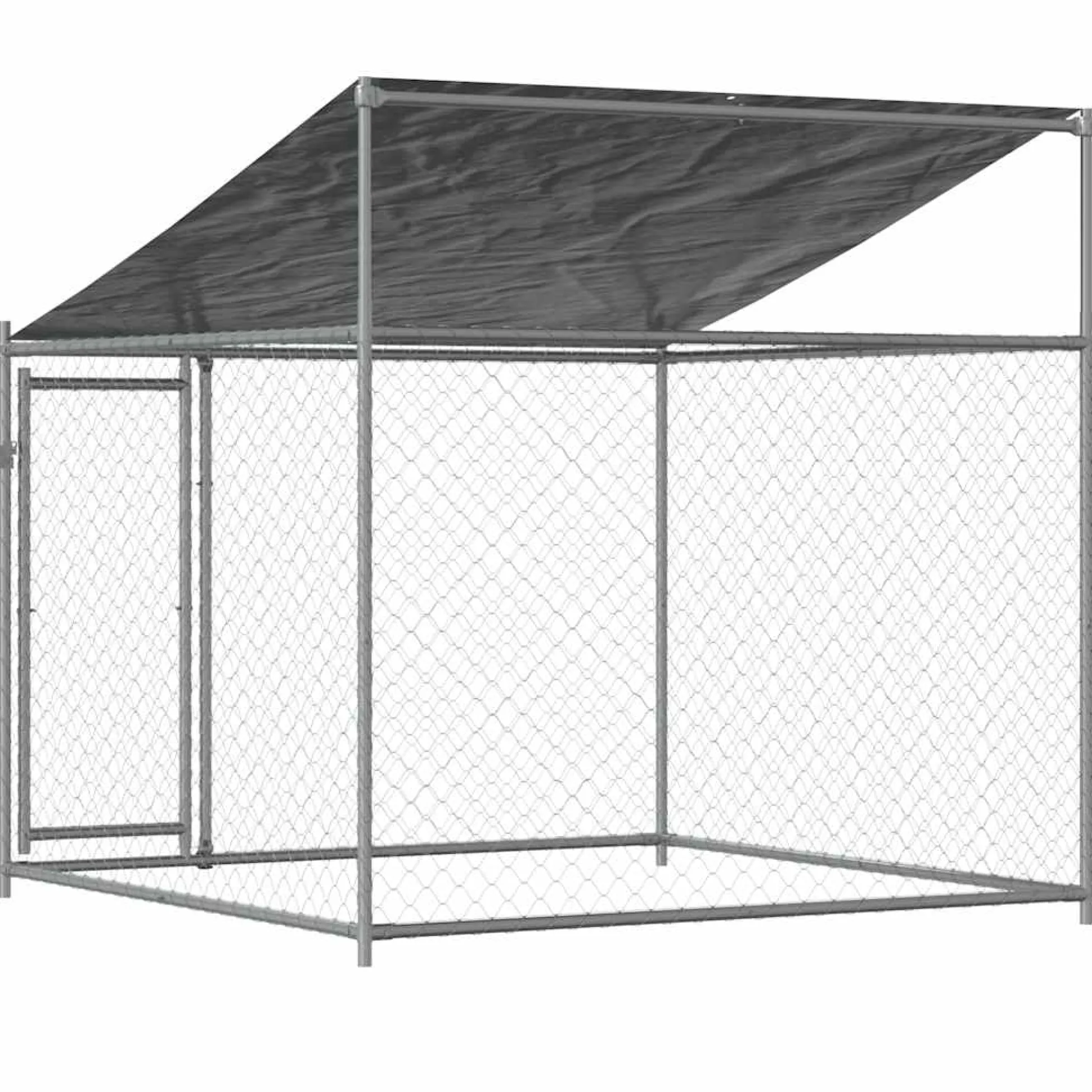 Jaula De Perros Techo Y Puerta Acero Galvanizado Gris 2x2x2 M