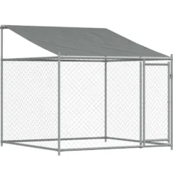 Jaula De Perros Techo Y Puerta Acero Galvanizado Gris 2x2x2 M