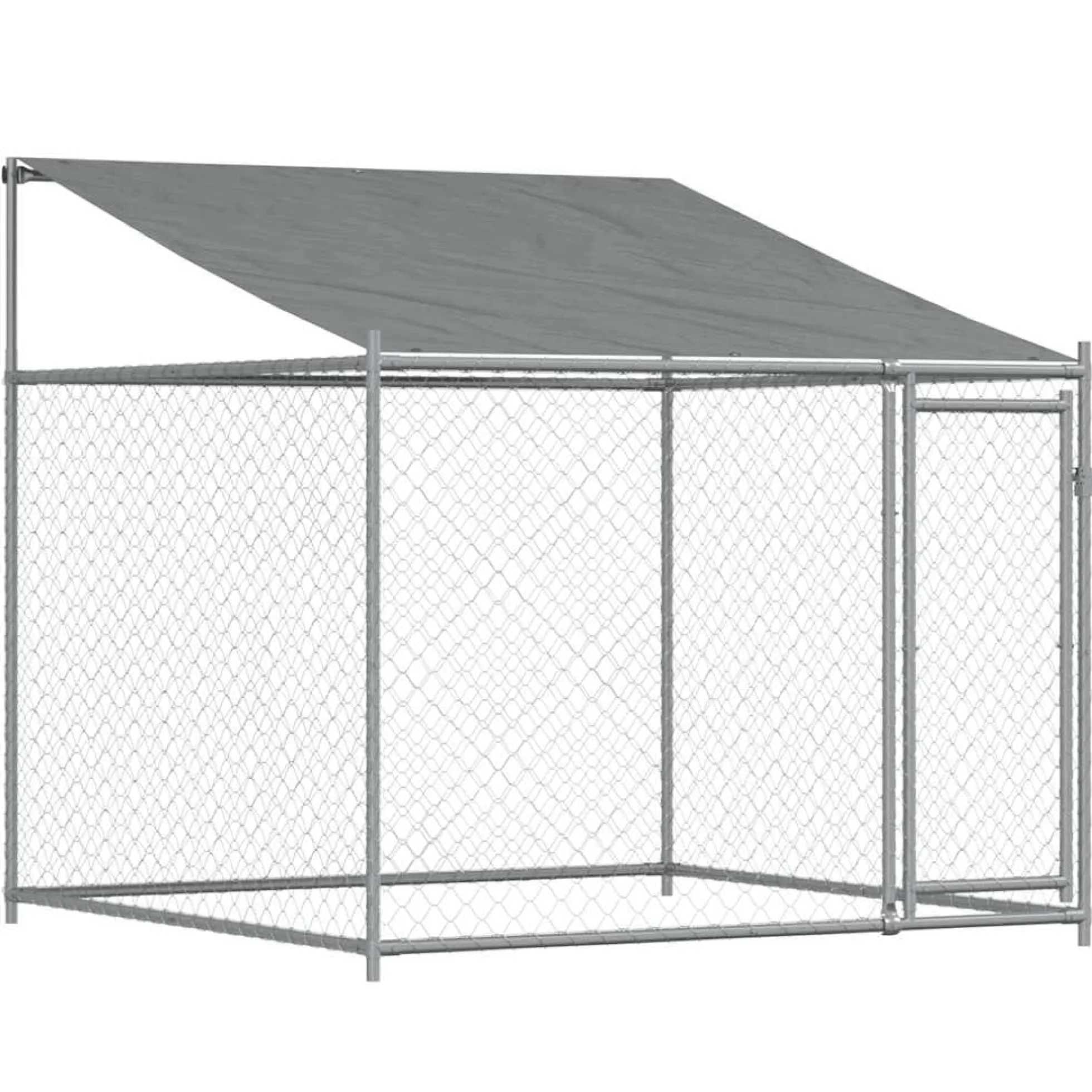 Jaula De Perros Techo Y Puerta Acero Galvanizado Gris 2x2x2 M