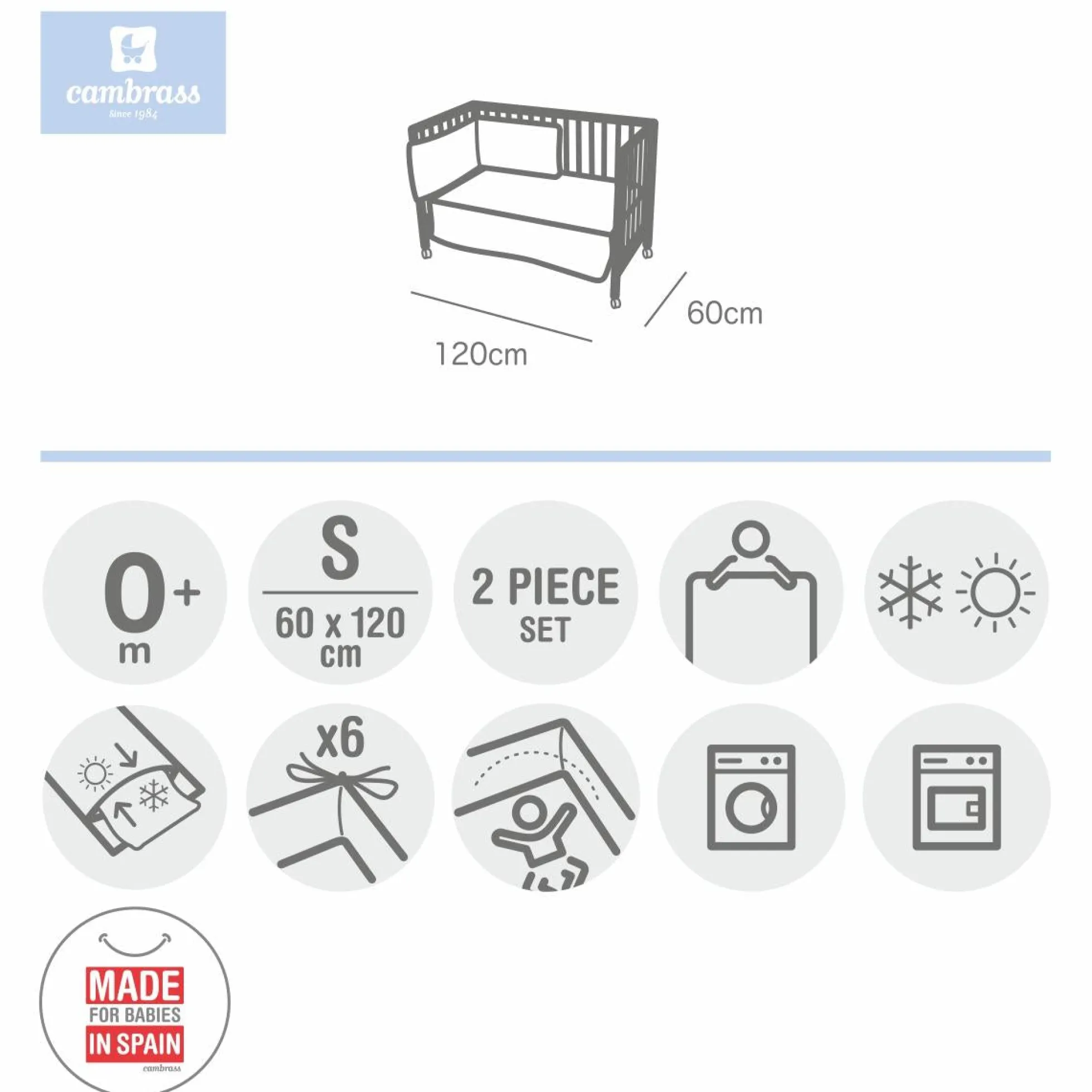 Juego de colcha + protector para cuna Star 60x120 cm. Beige