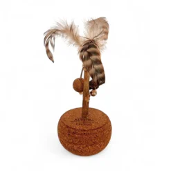 Juguete De Corcho Para Gatos Vela Con Base Oscilante Y Plumas Naturales Althea Living 20x9.5x9.5cm