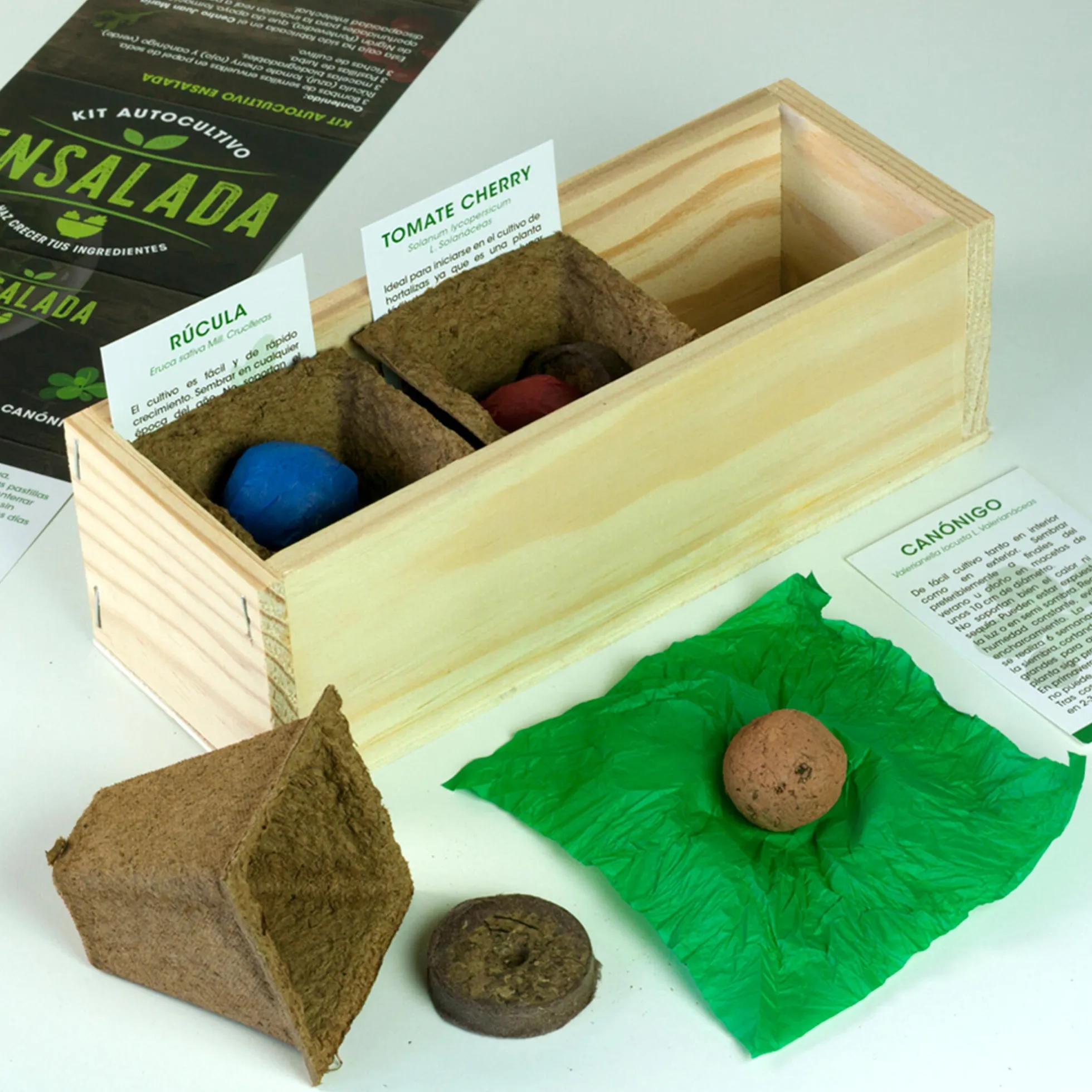 Kit Autocultivo Ensalada Rúcula, Tomate Cherry y Canónigos | Regalo Foodie - Resetea