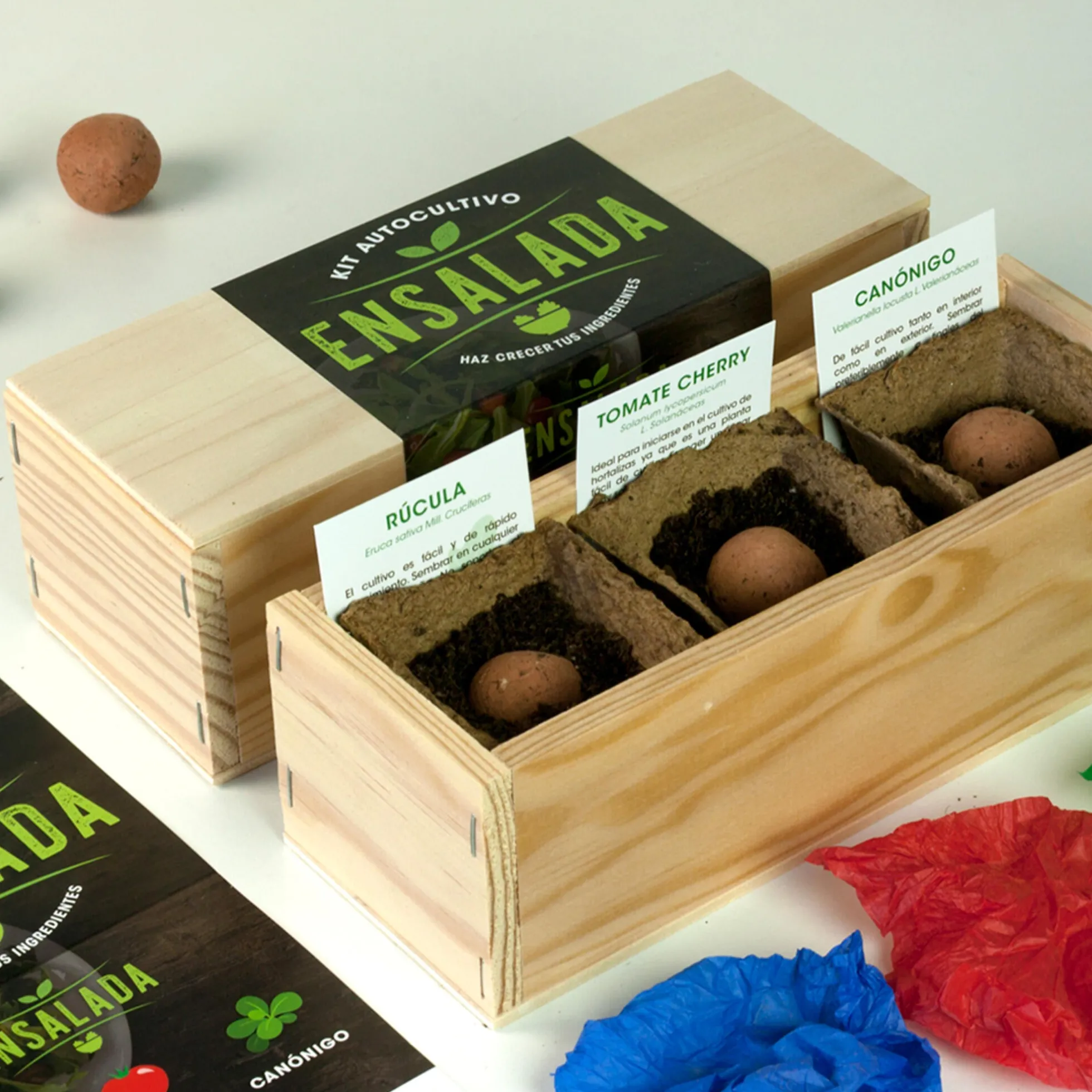 Kit Autocultivo Ensalada Rúcula, Tomate Cherry y Canónigos | Regalo Foodie - Resetea