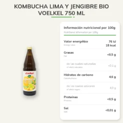 Kombucha Lima y Jengibre BIO Voelkel 750 ml