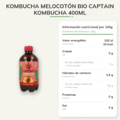 Kombucha Melocotón BIO Captain Kombucha 400ml