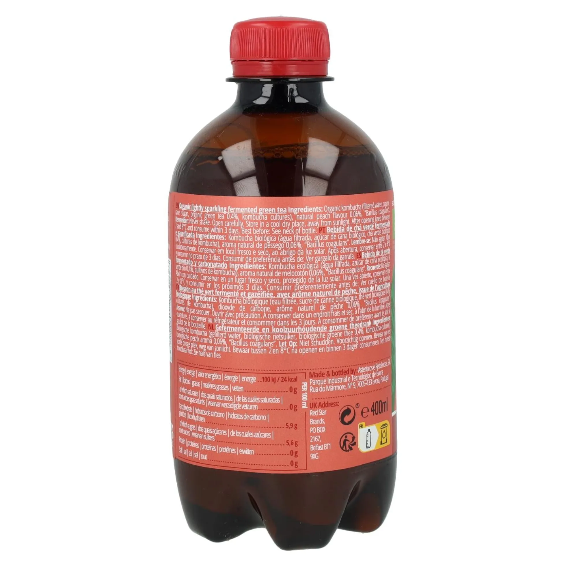 Kombucha Melocotón BIO Captain Kombucha 400ml