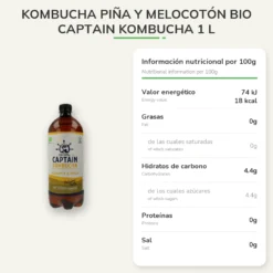 Kombucha Piña y Melocotón BIO Captain Kombucha 1 L