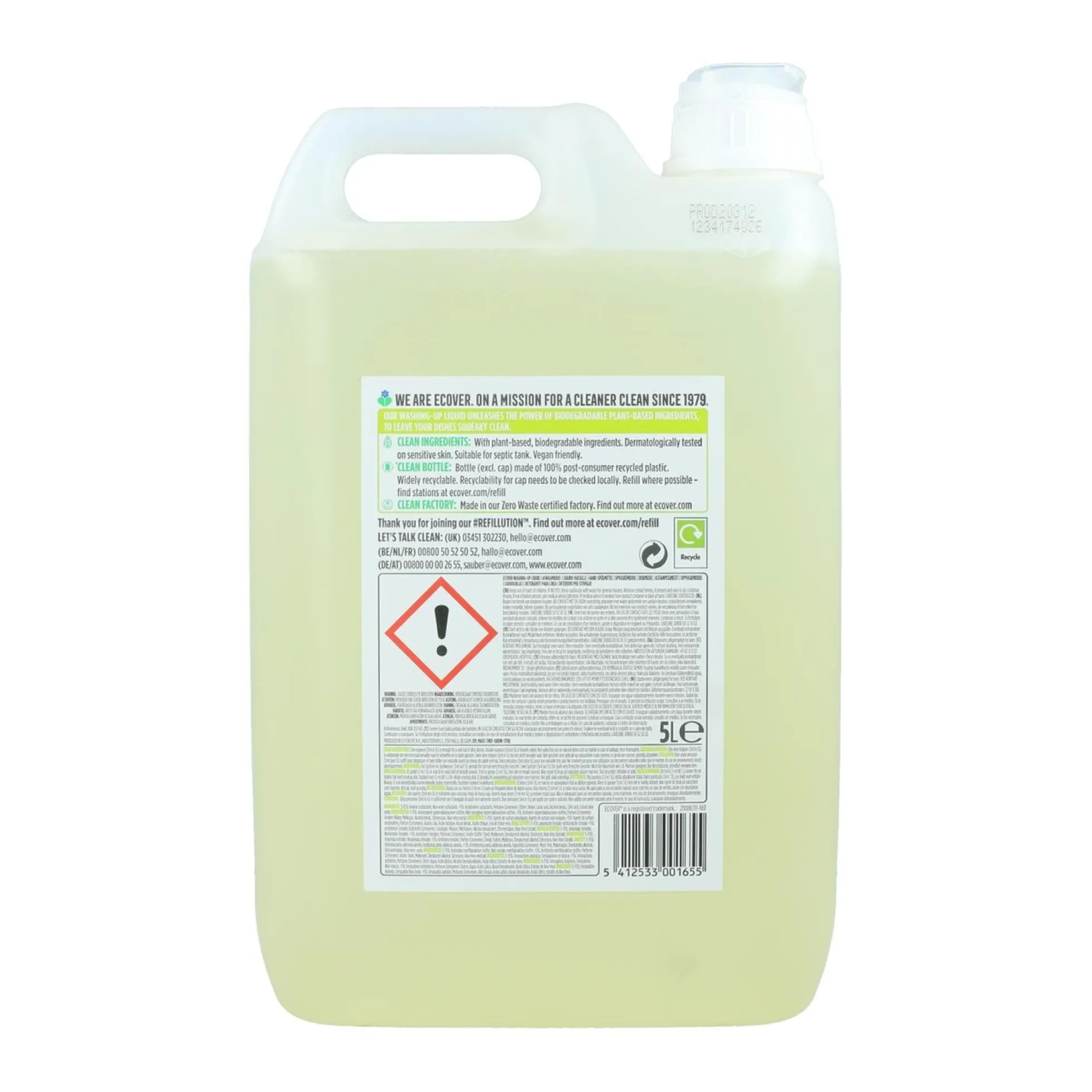 Lavavajillas Desengrasante de Limón y Aloe vera Ecover 5L