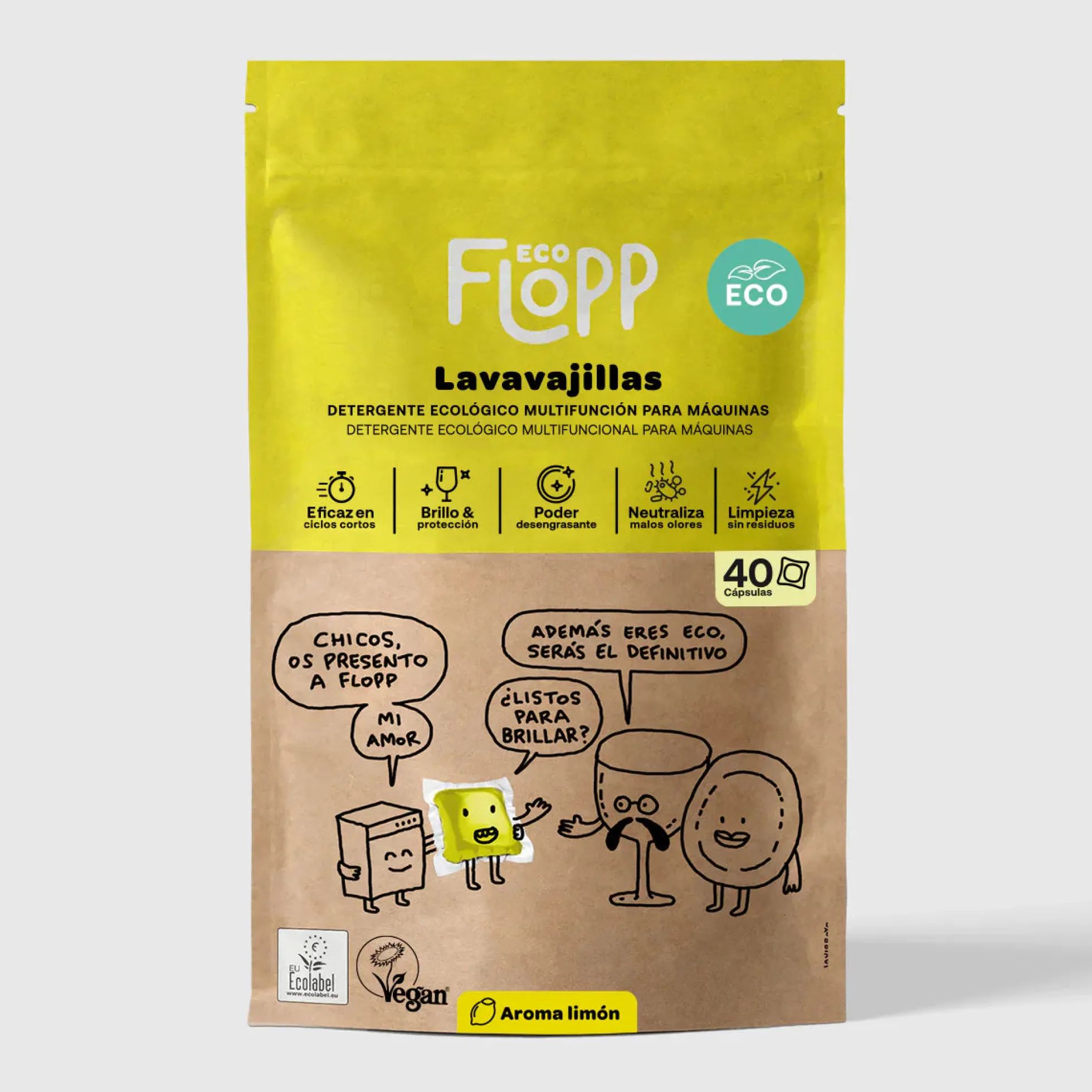 Lavavajillas en gel ECO Flopp 40 cápsulas