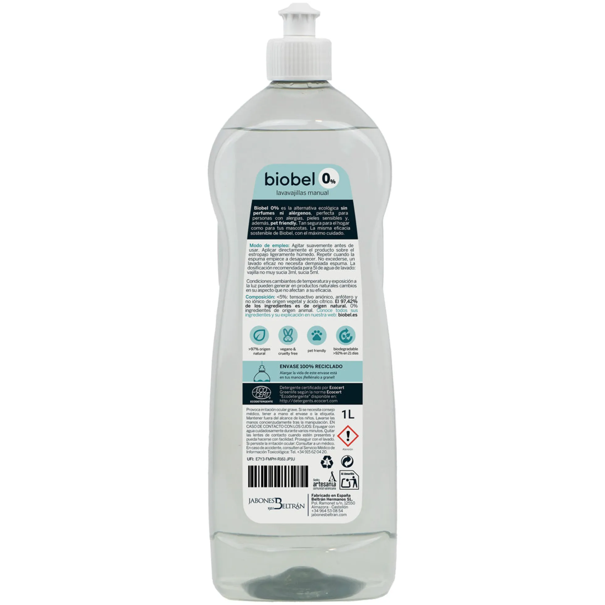 Lavavajillas manual Biobel 0% 1L