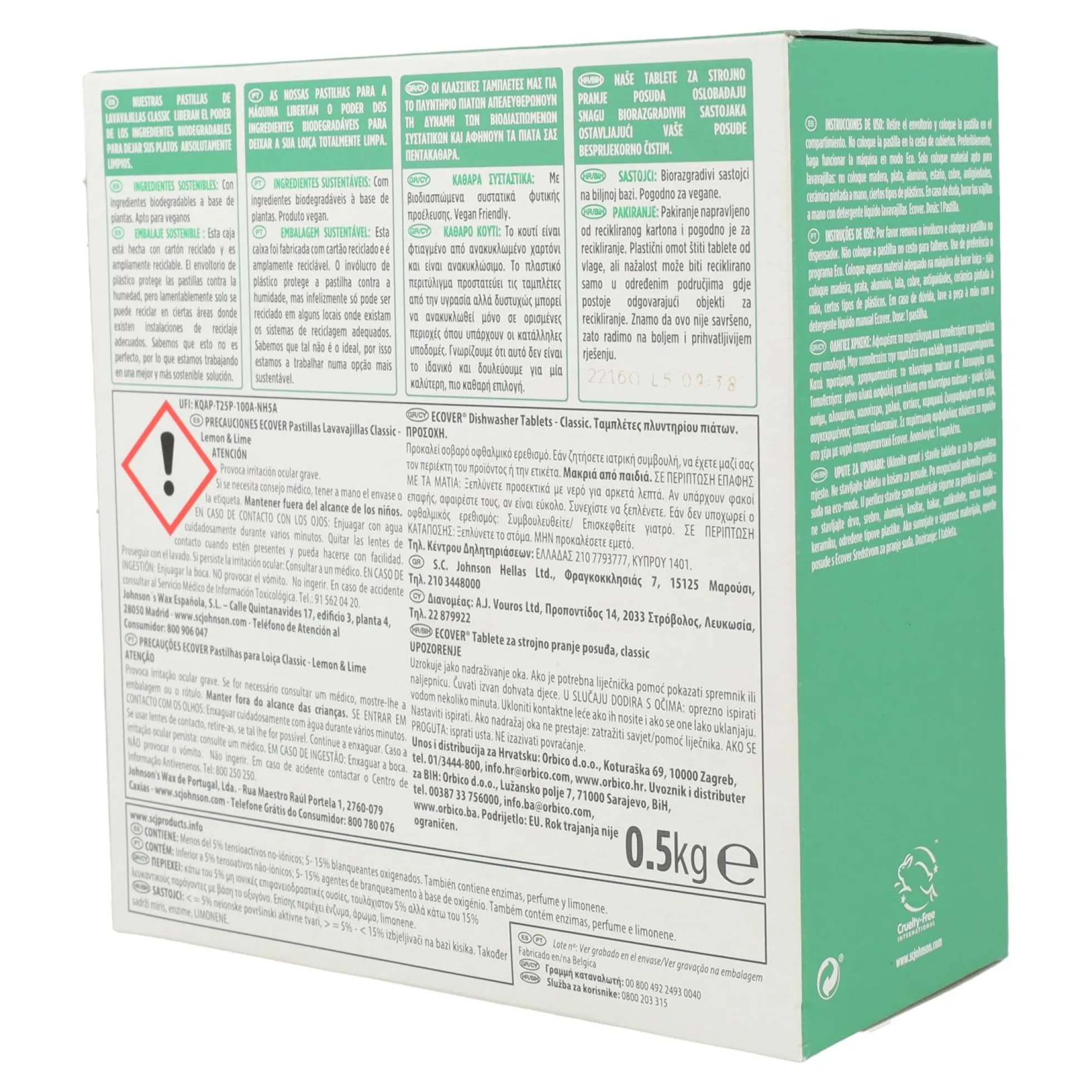 Lavavajillas para Máquina Classic Ecover 25 pastillas de 20g