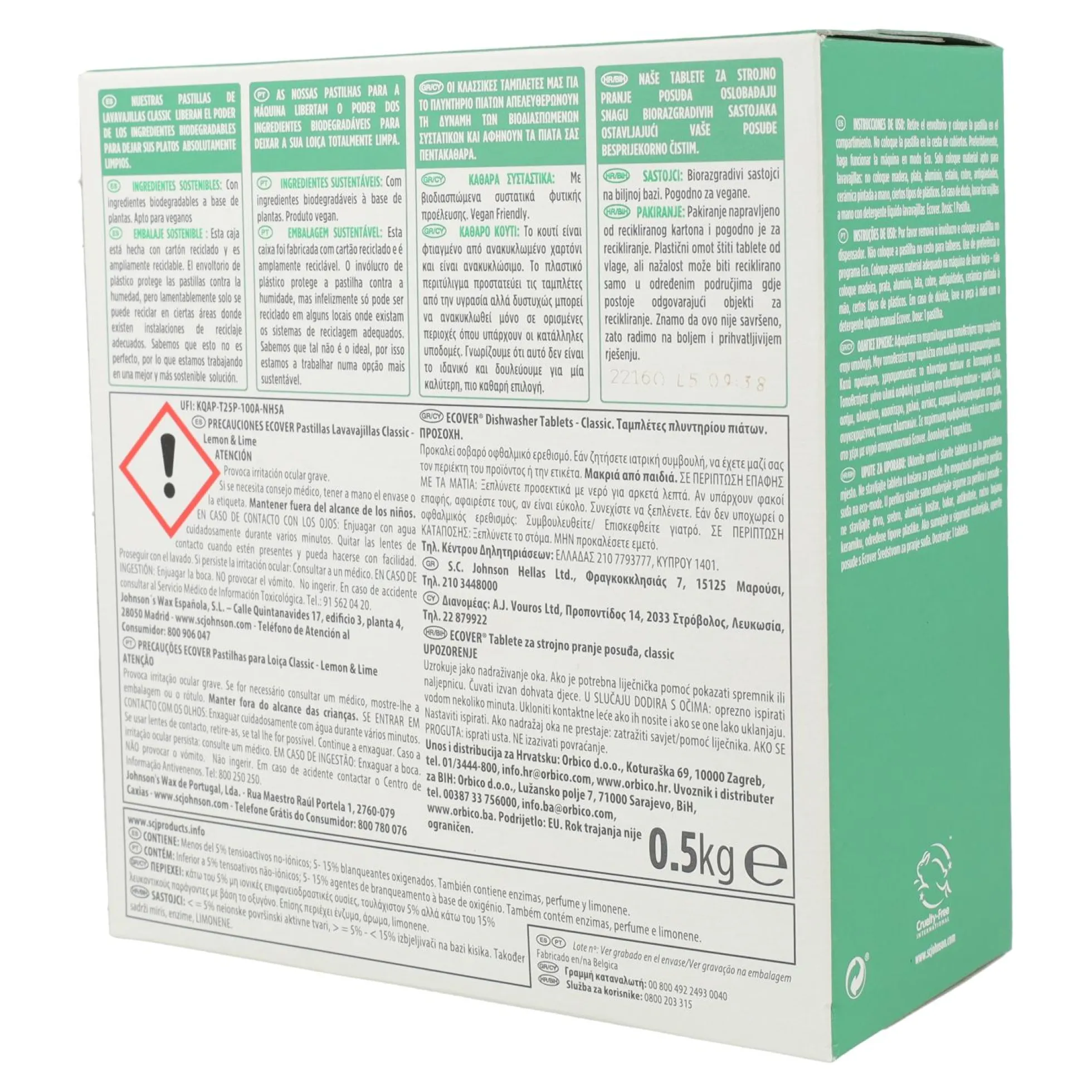 Lavavajillas para Máquina Classic Ecover 25 pastillas de 20g
