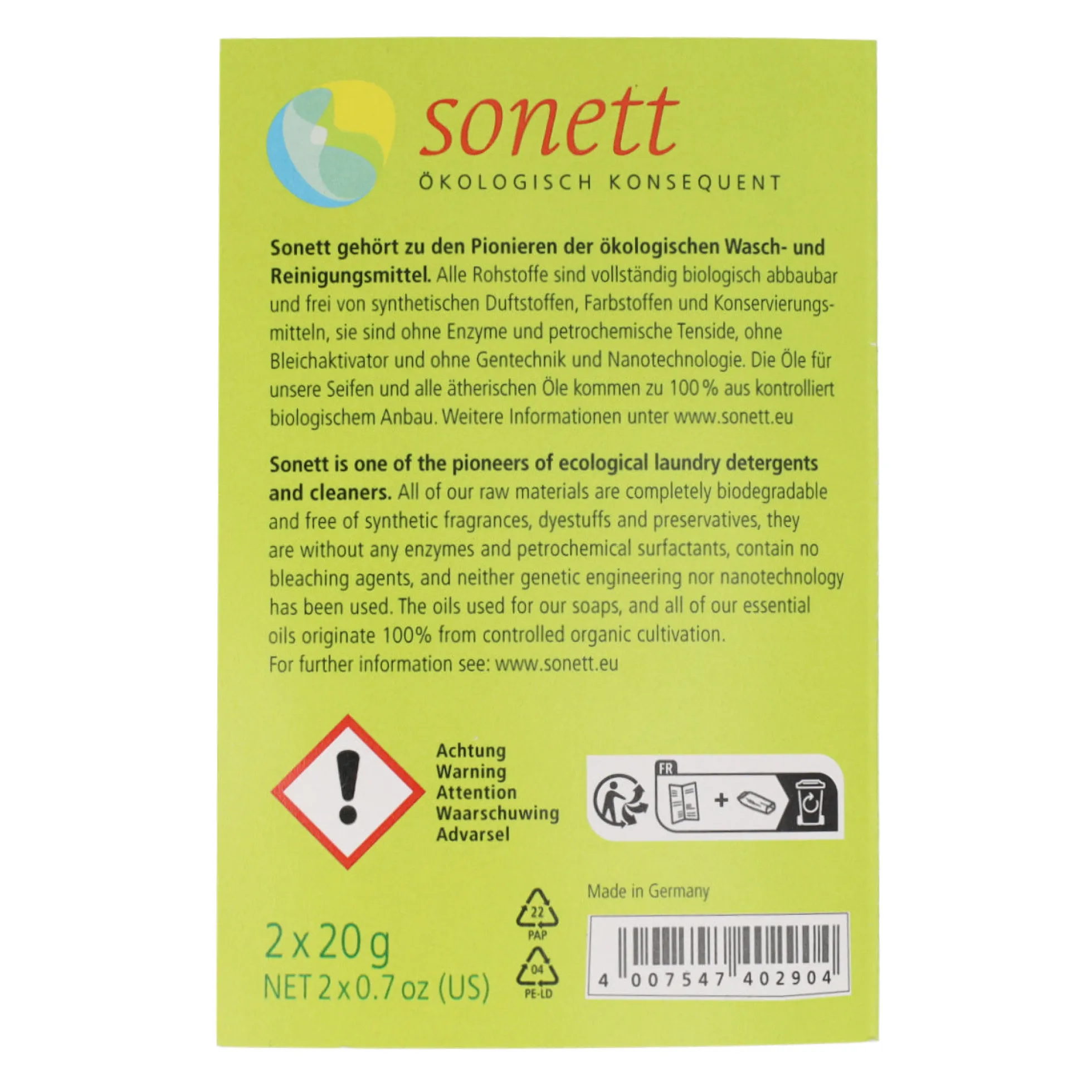 Lavavajillas Tabs Sonett 2x20g