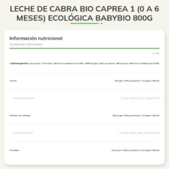 Leche de Cabra BIO Caprea 1 (0 a 6 meses) Ecológica Babybio 800g