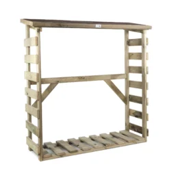Leñero De Madera Aro Con Tela Asfáltica Vidahuerto 200x50x150 Cm