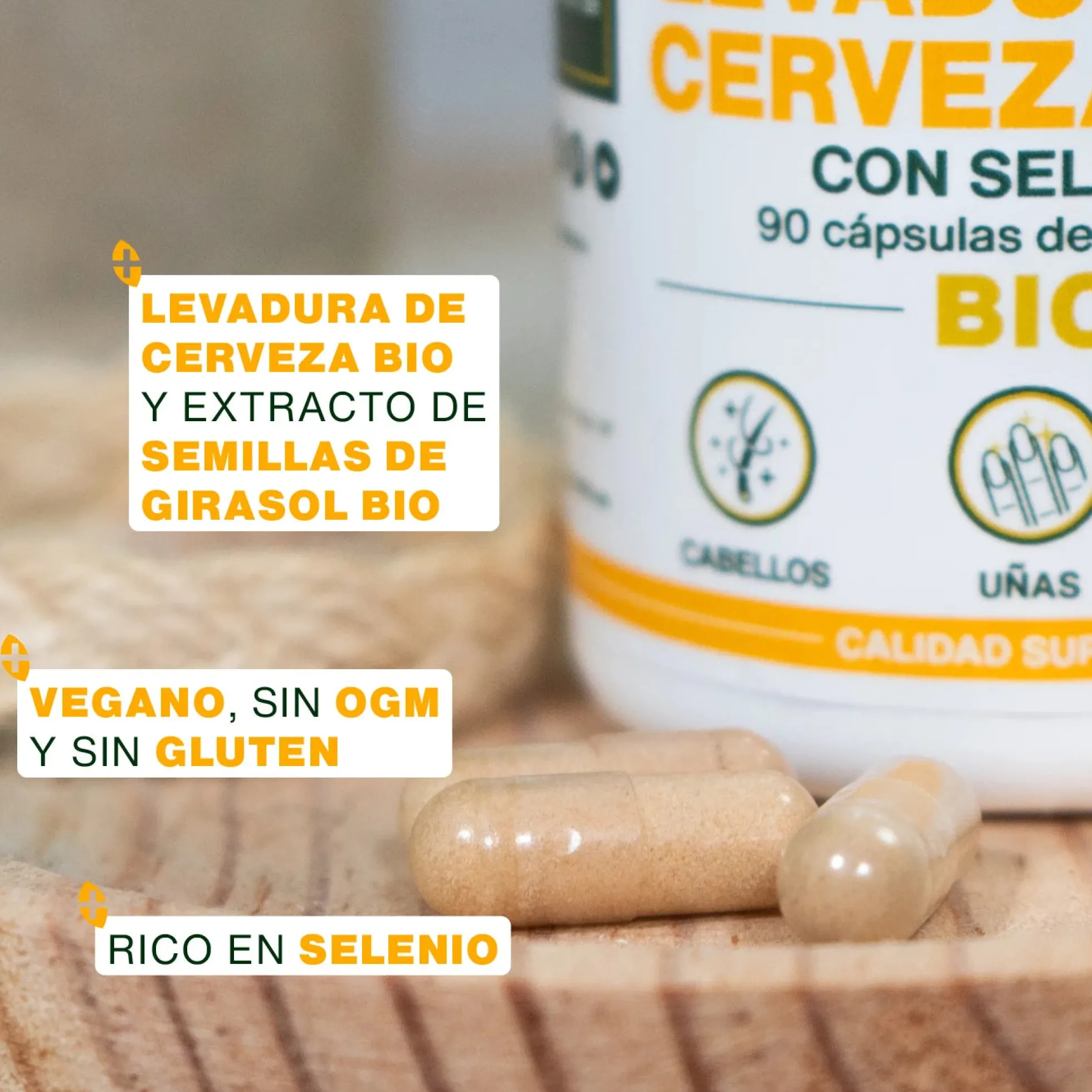 Levadura De Cerveza Viva Bio, Con Selenio | 90 Cápsulas