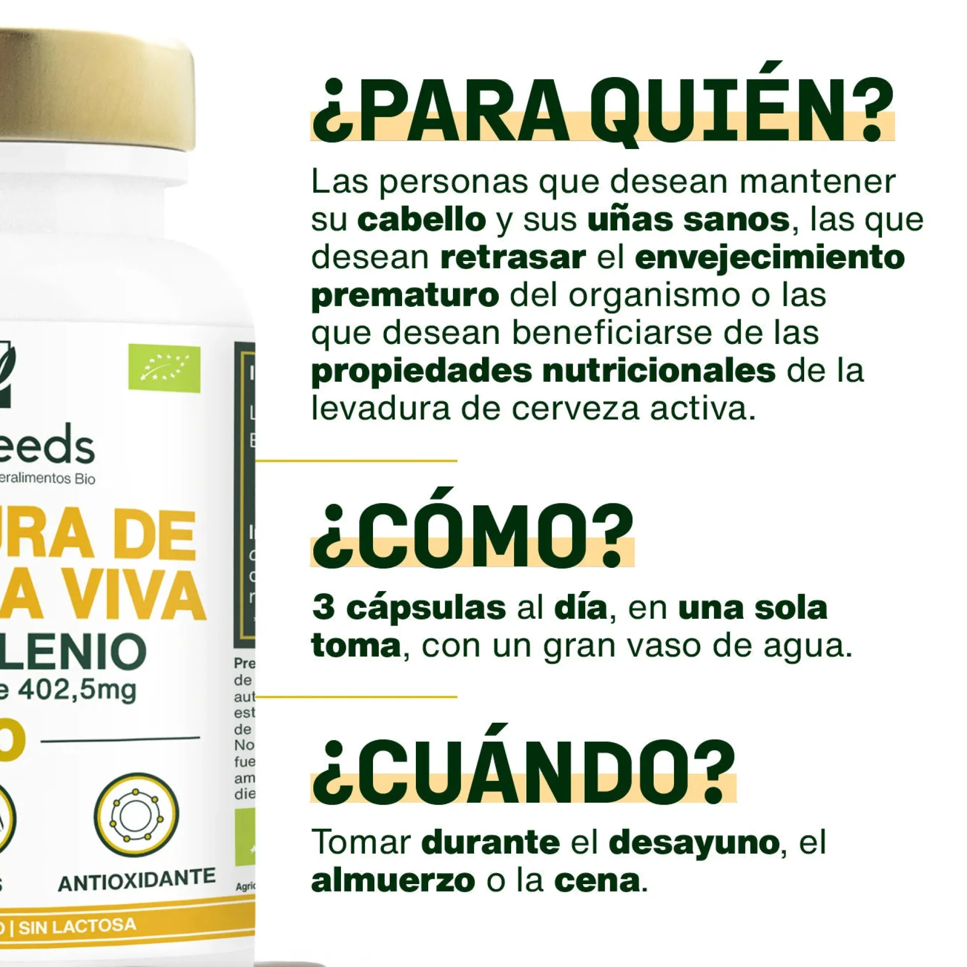 Levadura De Cerveza Viva Bio, Con Selenio | 90 Cápsulas