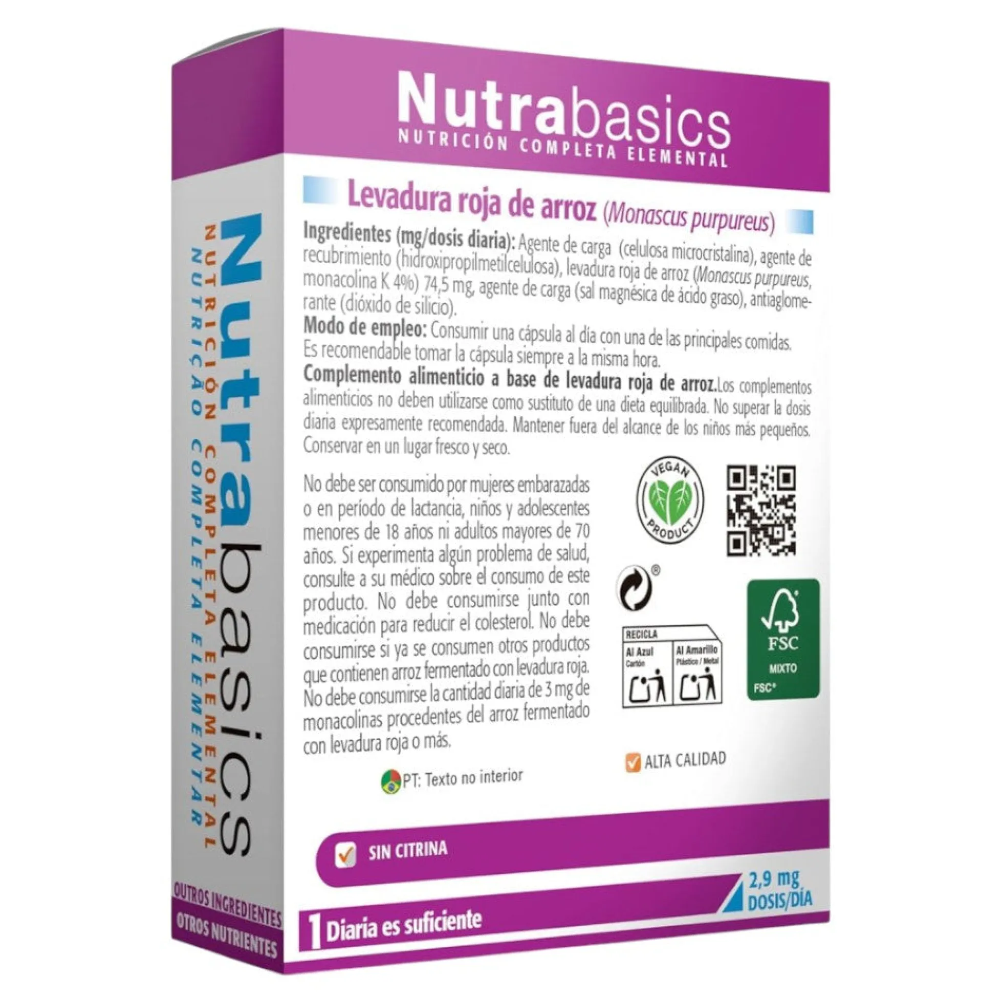 Levadura Roja De Arroz 2,9mg Monacolina K 30cap.