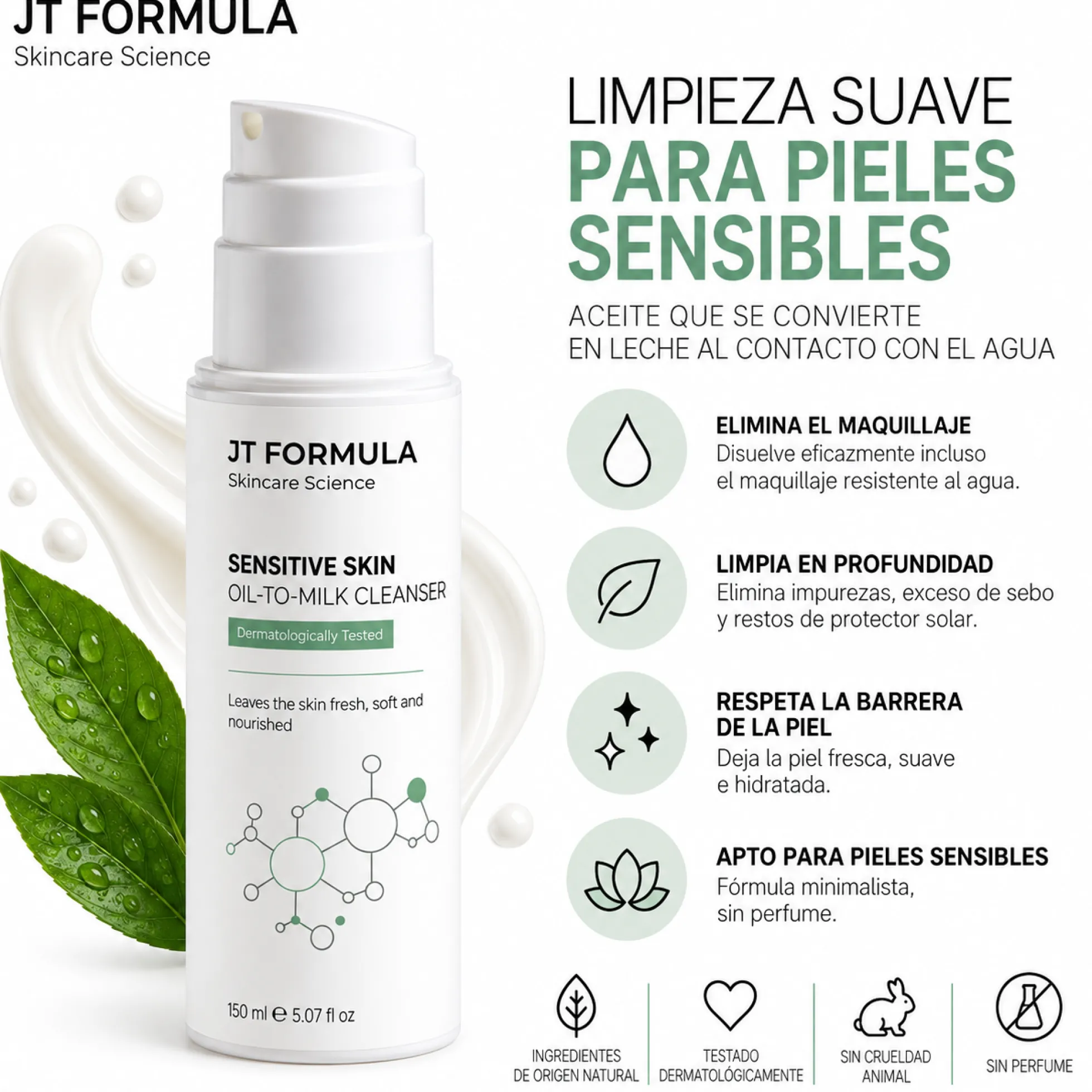 Limpiador Aceite-a-leche Para Piel Sensible
