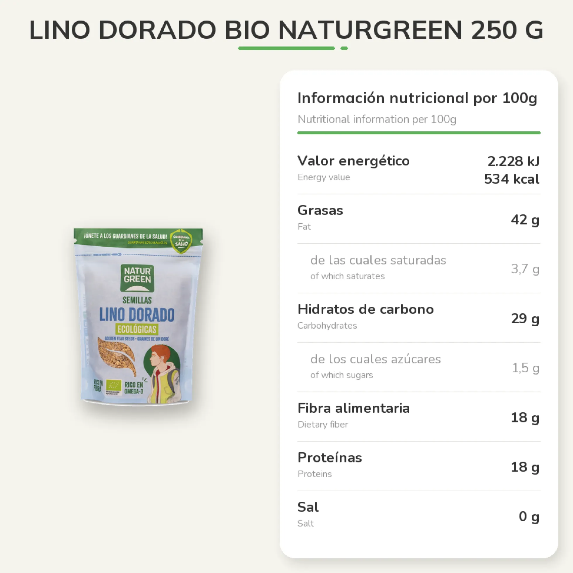 Lino Dorado Bio Naturgreen 250 g