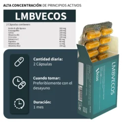 Lmb Vecos 60 Cápsulas | Dolor Lumbar Y Molestias Nerviosas | Con Ácido R-lipoico, Harpagofito Y Cúrcuma