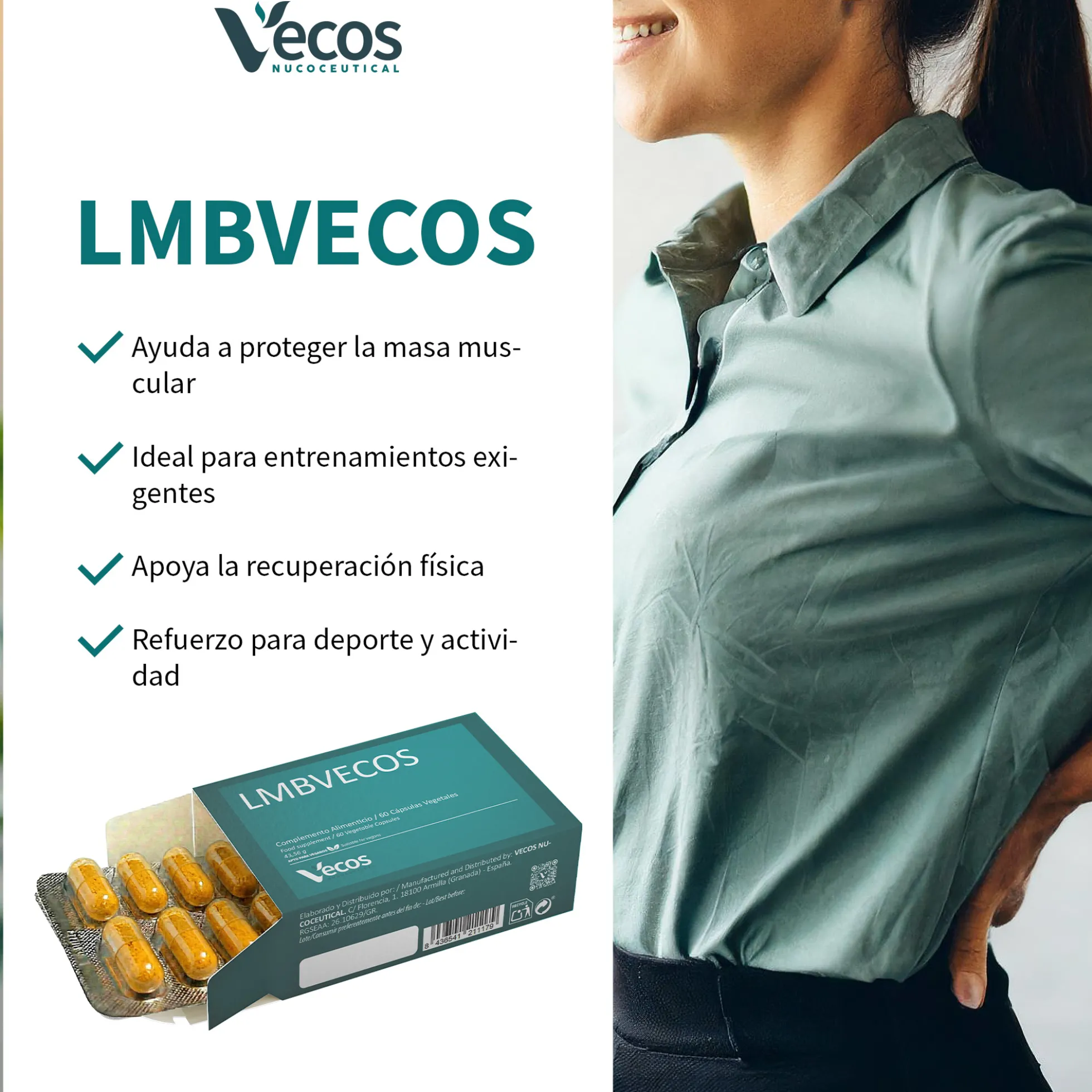 Lmb Vecos 60 Cápsulas | Dolor Lumbar Y Molestias Nerviosas | Con Ácido R-lipoico, Harpagofito Y Cúrcuma