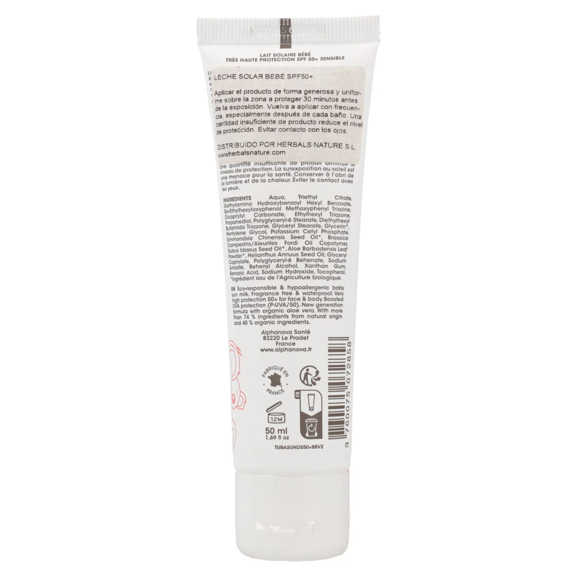 Loción solar daily sun baby sun FPS50+ Sensitive Alphanova 50ml