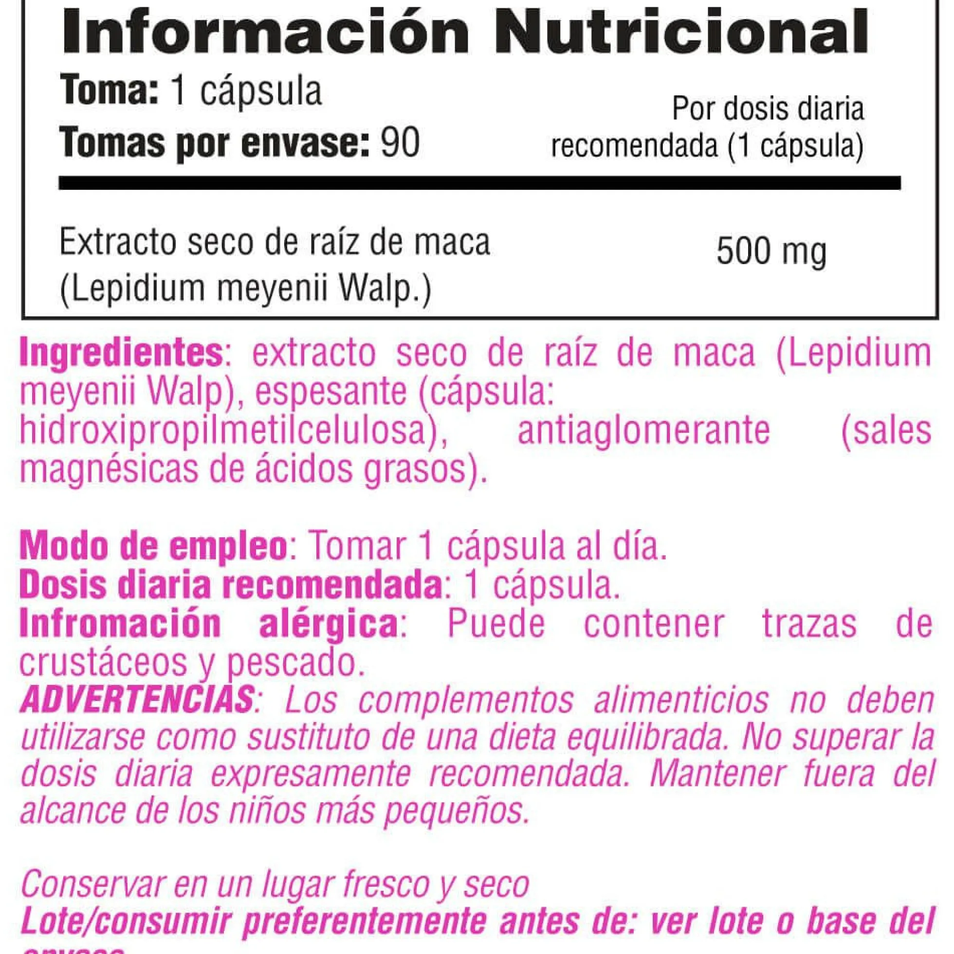 Maca 500mg - 90 Cápsulas - Vigorizantes - Smart Supplements