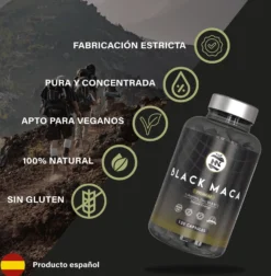Maca Negra Andina Peruana Con L Arginina, 120 Capsulas, Para Máxima Energía Y Rendimiento Con Vitaminas B6/b12