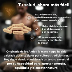 Maca Negra con L Arginina Zinc y Vitaminas B6 B12 y C Sevens Nutrition 180 cápsulas