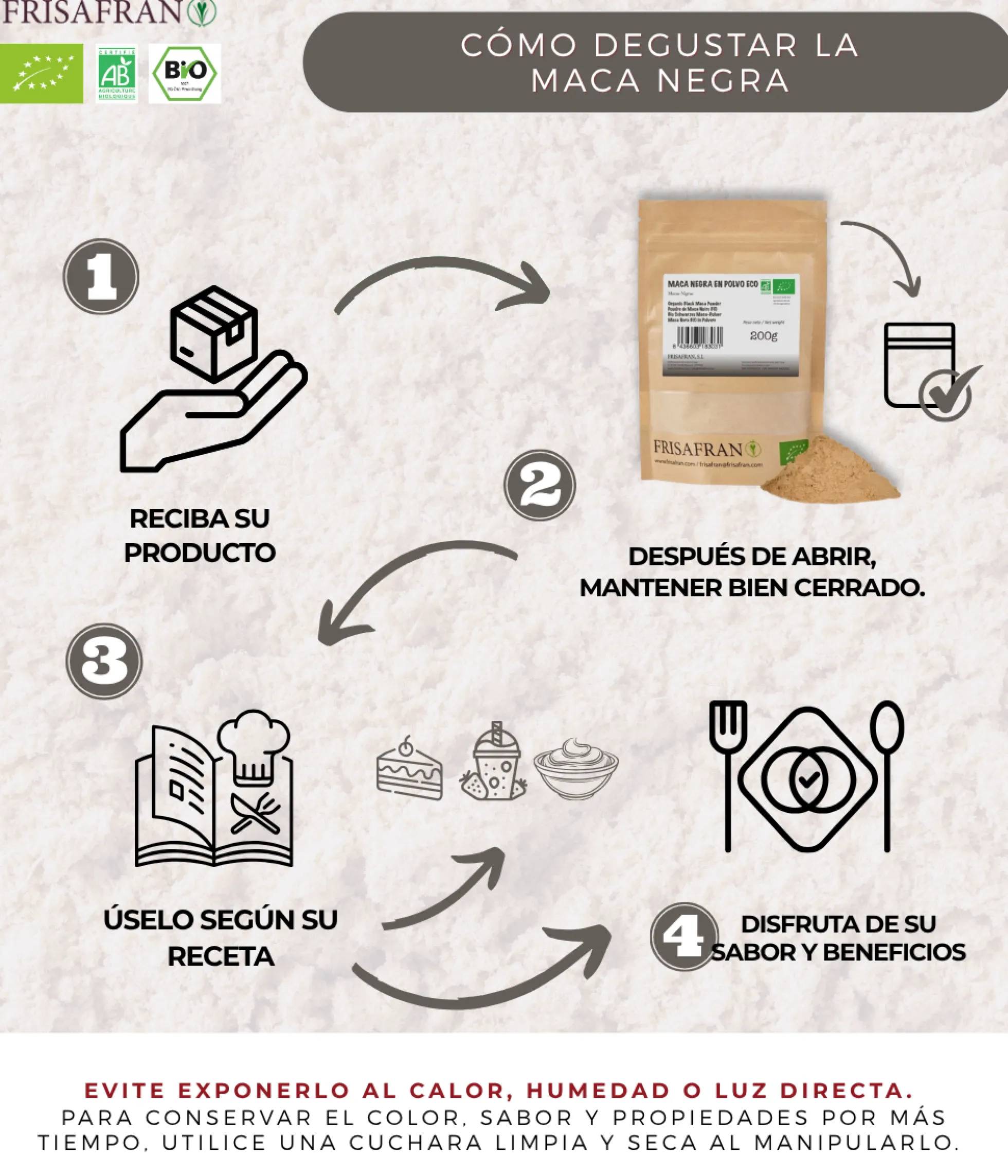 Maca Negra En Polvo Ecológica | Calidad | Frisafran 200 G