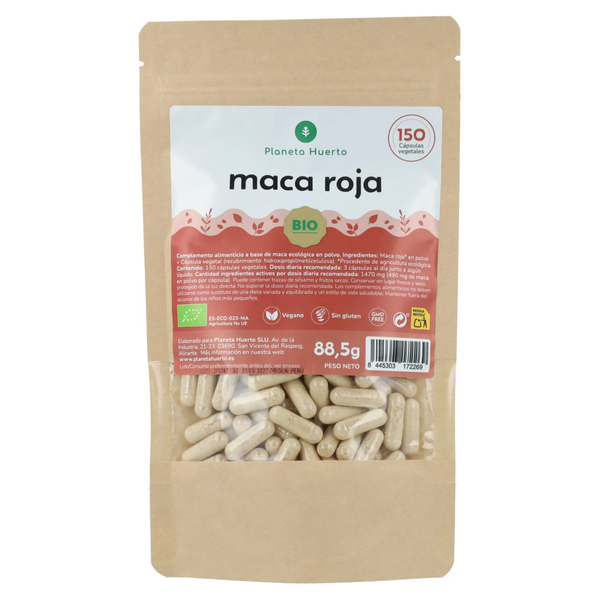 Maca Roja BIO Planeta Huerto 150 cápsulas