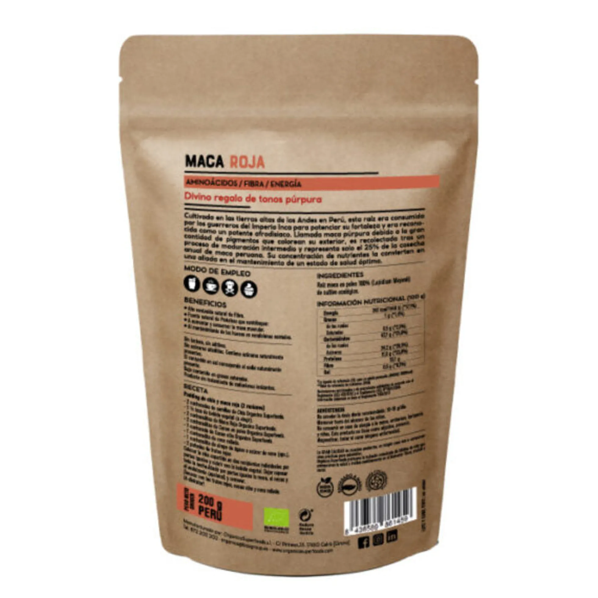 Maca Roja Bio Raw De Perú 200g - Orgánica Superfoods